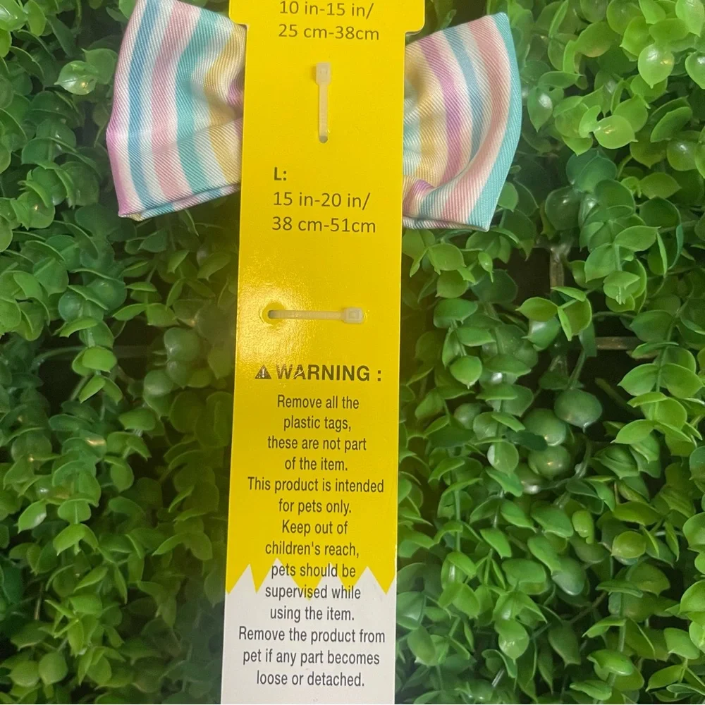 Pastel Stripes Bow Tie & Collar Set Eggcellent Easter Pets Large NEW